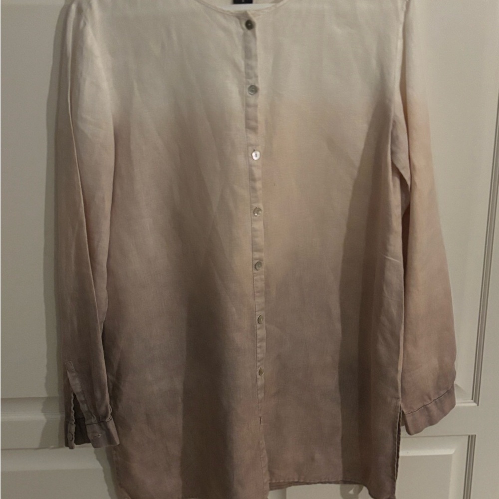 PURE AMICI ombre LINEN TUNIC blouse. Size small